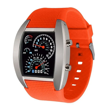 Racing dashboard electronic watch fashion sports aviation LED electronic watch men and women students personalised watch - Urbizia