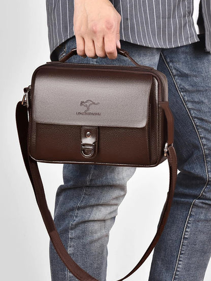 Premium Quality Leather Crossbody Bag, Men's Stylish Shoulder Handbag with Secure Buckle, Great for Business Trips