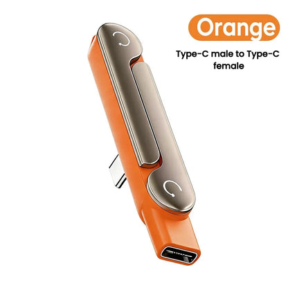 240W 2-in-1 Black/Orange Fast Charging Foldable Bracket Data Cable Type-C to Type-C Data Wire with Phone Tablet Stand
