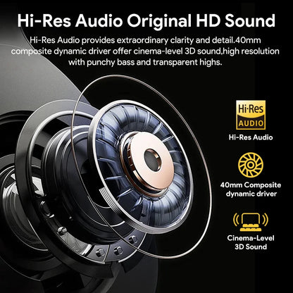 QCY H3 ANC Wireless Headphones BH23H3A 43dB Hybrid Active Noise Cancellation Headset Bluetooth 5.4 Hi-Res Audio Earphones 60H