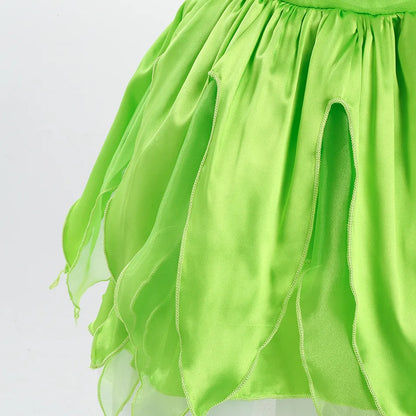 Girls Flower Fairy Dress – Kids Princess Costume with Wings, Halloween & Party Tinkerbell Dress