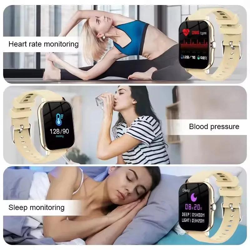 Smart watch with full touch screen, call, message reminder, music control and other functions, compatible with iPhone/android mo
