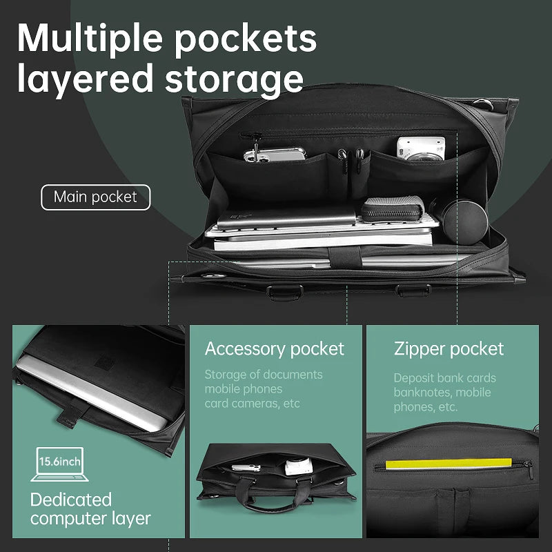 MARK RYDEN Sleek Business Briefcase 15.6 inch Water Repellent Laptop Bag with YKK Zipper
