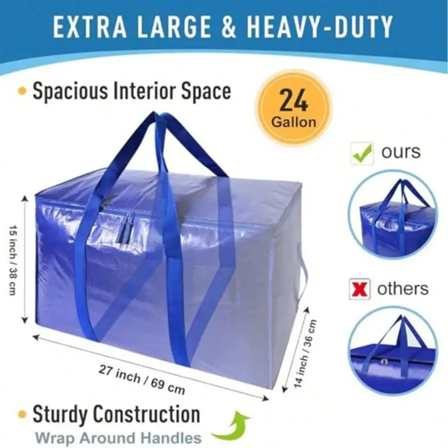 6 Pack Extra Large Moving Bags With Zippers & Carrying Handles, Heavy-Duty Storage Tote Moving Boxes For Space Saving