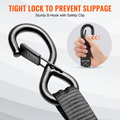 SucceBuy 4pcs Trailer Ratchet Tie Down Straps with Padded Handles Hook Brake Binding Belt for Moving Securing Cargo Motorcycle