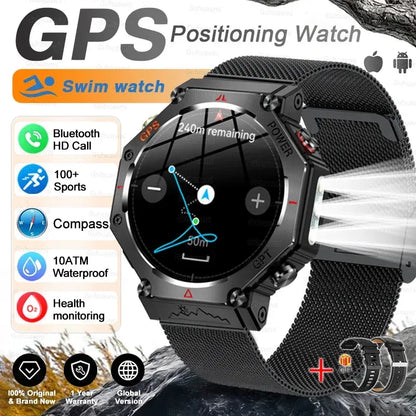 T-Rex 3 Ultra Military Grade GPS Smart Watch 10ATM Waterproof Compass Altimeter Barometric AMOLED Men HD Call Sports Smartwatch - Urbizia