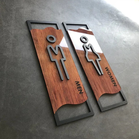 Imitation Wood Bathroom Signage Toilet Signage Address Gym Dressing Room Bathroom Wall Attached Bedroom Bathroom Door Signage - Urbizia