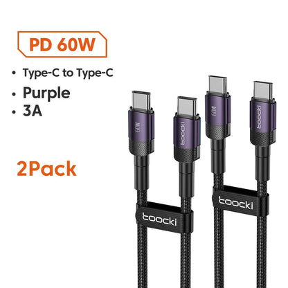 Toocki 100W Type C to USB C Cable PD 3.0 Quick Charge 4.0 Fast Charging Type C to Type C for iPhone 15 Macbook Samsung Xiaomi - Urbizia