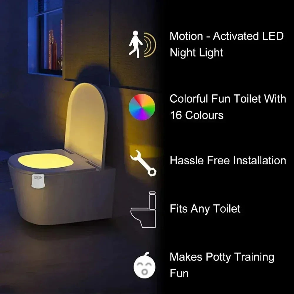HOMEFISH Wireless Motion Sensor LED Night Light RGB 8 Colors Toilet Bathroom Atmosphere Colorful Lamp Sensor LED Night Lights - Urbizia
