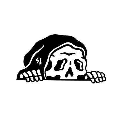 Grim Reaper Vinyl Sticker – Spooky Skeleton Peeker Decal