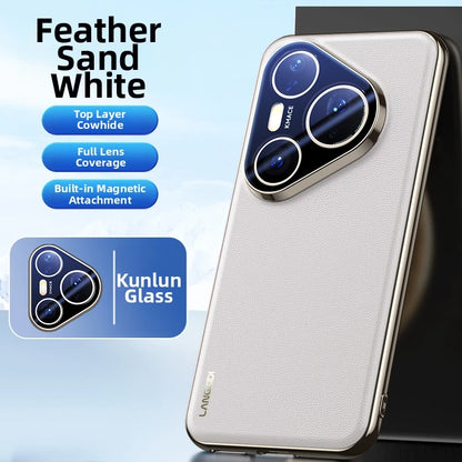 for Magsafe Case for Huawei Pura 80 Pro Pro+ 70 Ultra Luxury Leather Plating Full Glass Lens Protection Magnetic Back Cover