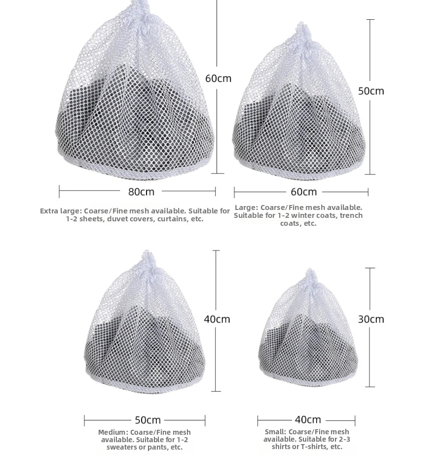 Nylon Mesh Laundry Bag - Adjustable Shoulder Strap, Drawstring Closure, Perfect for Dorms & Apartments