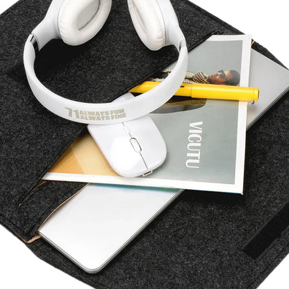 Premium Wool Felt Laptop Sleeve Bag with Mousepad