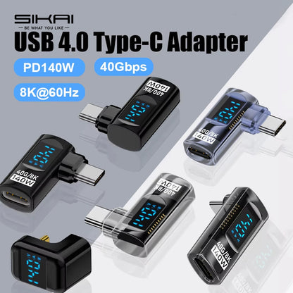 90 Degree USB C Adapter Right Angle U Shape Type C Adapter 40Gbps Data Transfer PD 140W USB4.0 8K 60Hz Video for Thunderbolt 3/4
