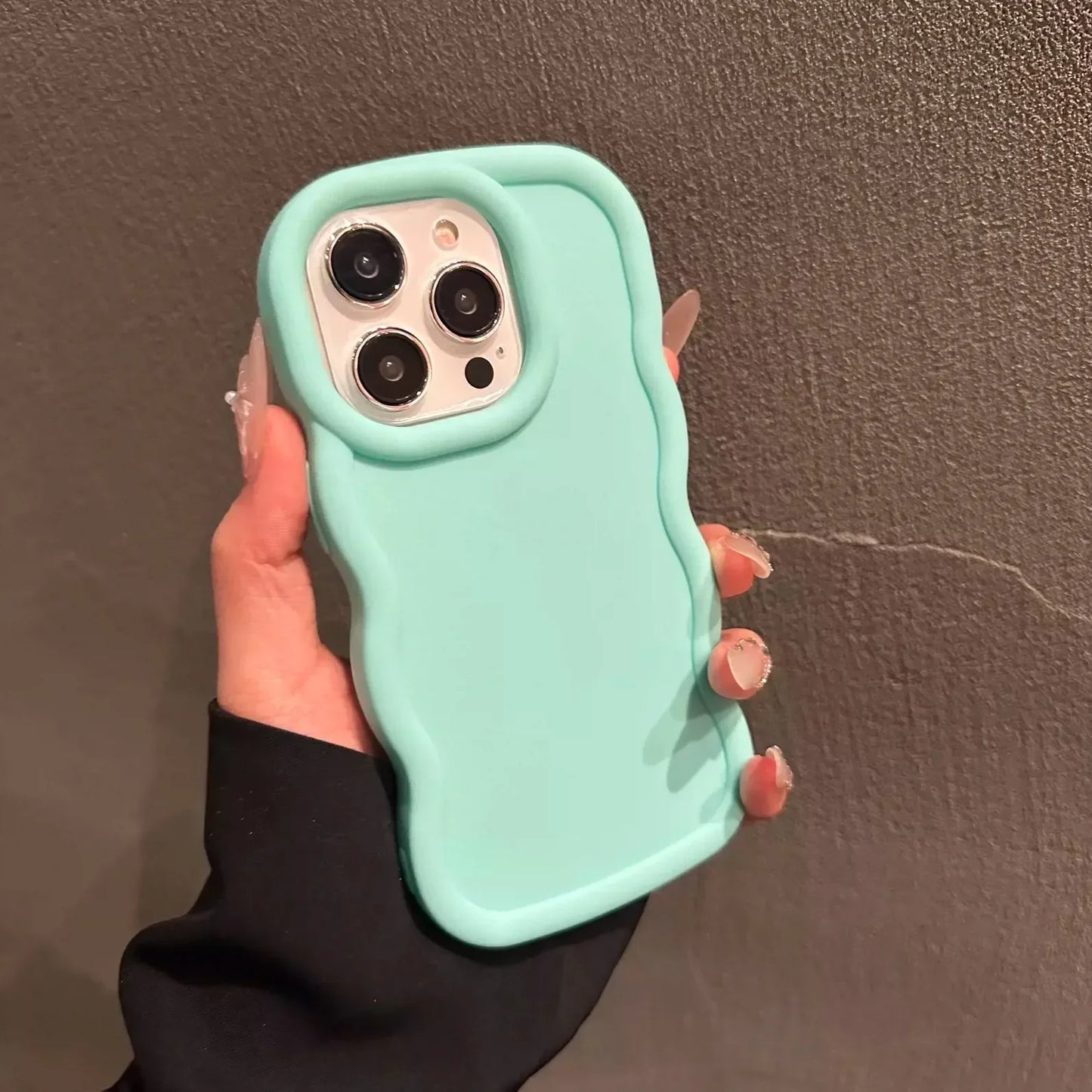 Soft Candy Curly Wave Phone Case For iPhone 11 12 13 14 15 16 17 Air Pro Max 7 8 Plus X XR XS SE Shockproof Bumper Cover Capa