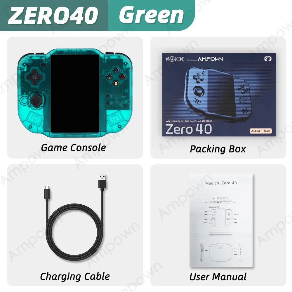 AMPOWN ZERO 40 Handheld Video Game Console 4'' IPS Multi-touch Screen Android A133P Magicx Zero40 Support Vibration Motor WiFi BT