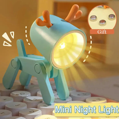 LED Night Light Mini Folding Desk Lamp Cute Pet Lights Dog Deer Portable Night Light Student Living Room Decor Gift - Urbizia