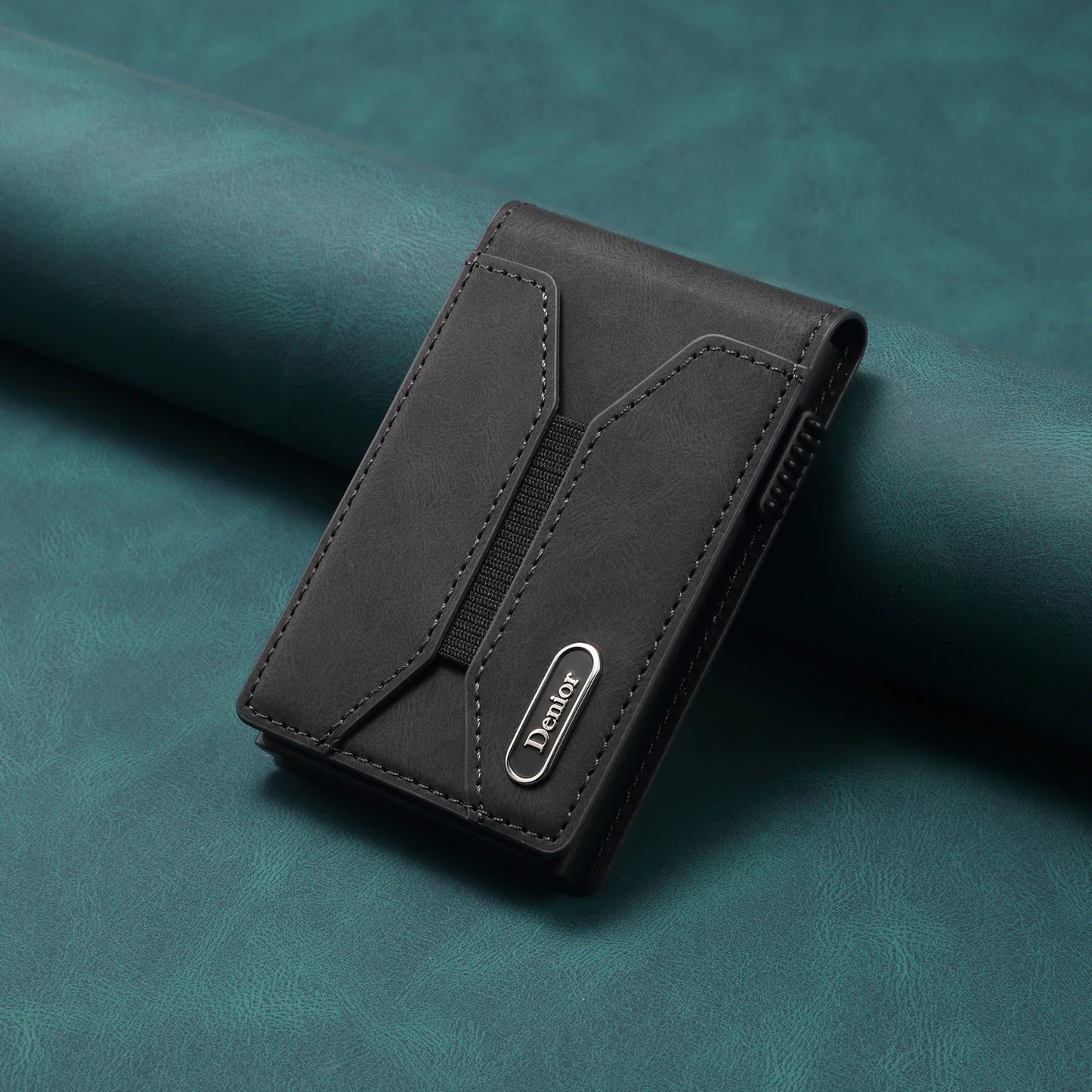 Denior Magsafe Magnetic Card Bag, Press Type Automatic Pop-Up Multifunctional Card Box, Can Hold 6-10 Credit Cards Leather Walle
