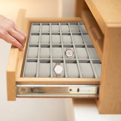 24 Slots Watch Box Organizer for Men Black Watch Holder Stand Display Storage Case
