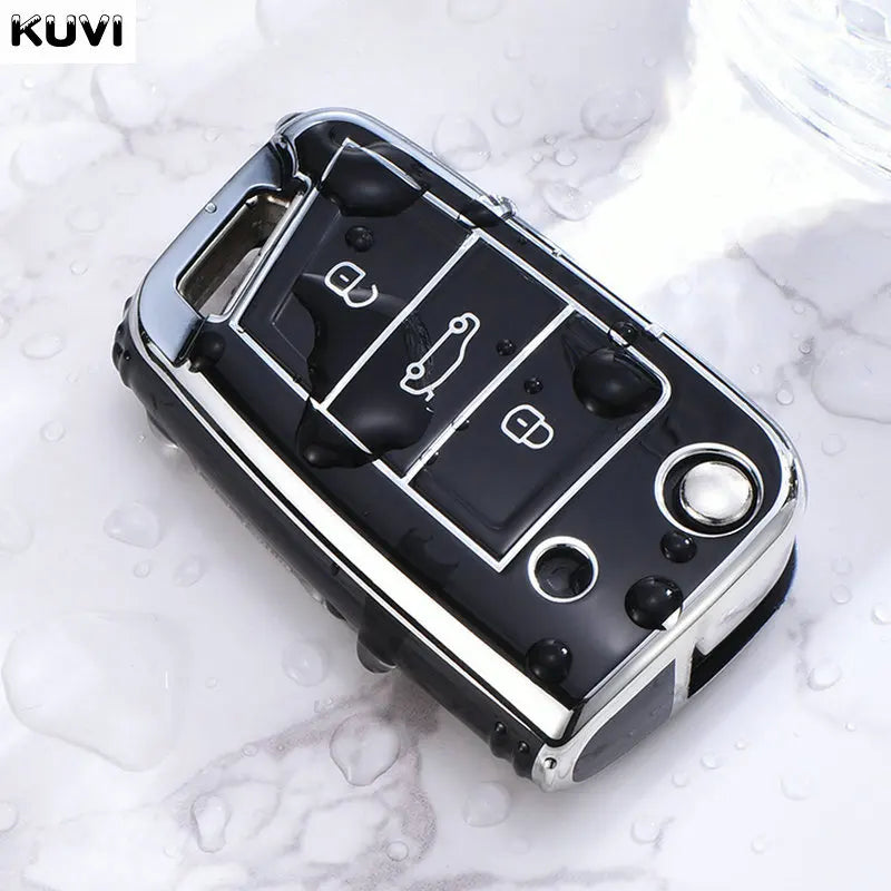 3 4 Buttons TPU Car Key Case Cover Fob For VW Volkswagen Golf 7 MK7 Tiguan MK2 For SEAT Ateca Leon FR 2 Ibiza For Skoda Octavia