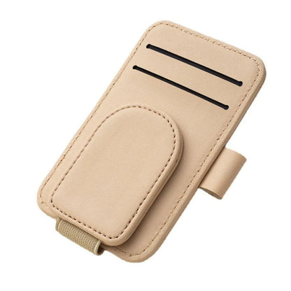 Car Sunglasses Holder Sun Visor Glasses Clip Multifunction Leather Eyeglasses Hanger Portable Ticket Card Clip Car Accessories