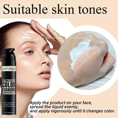 1PC Magic Color Changing Foundation Liquid Soft Matte Long Lasting Hydrating Makeup Base Cream for All Different Skin Tone - Urbizia