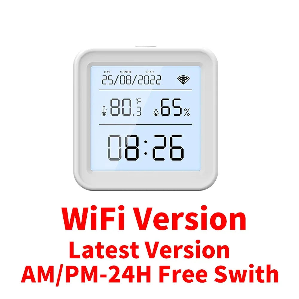 Tuya WIFI Smart Temperature Humidity Sensor Hygrometer Thermometer Backlight Smart Life Support Alexa Google Assistant - Urbizia