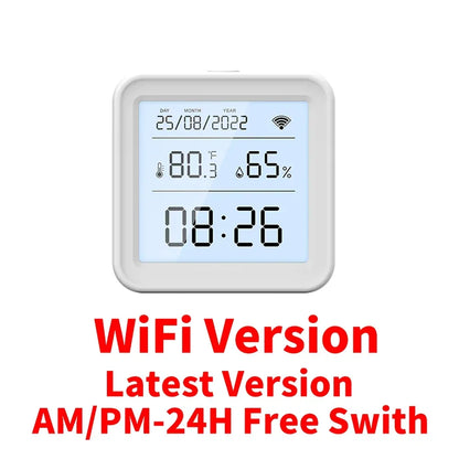 Tuya WIFI Smart Temperature Humidity Sensor Hygrometer Thermometer Backlight Smart Life Support Alexa Google Assistant - Urbizia