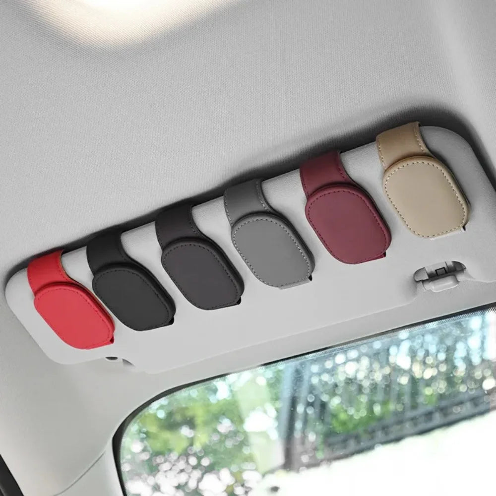 Magnetic Leather Eyeglass Hanger Clip Universal Car Sunglasses Holder Magnetic Eyeglass Hanger Clip For Cars Ticket Card Clip
