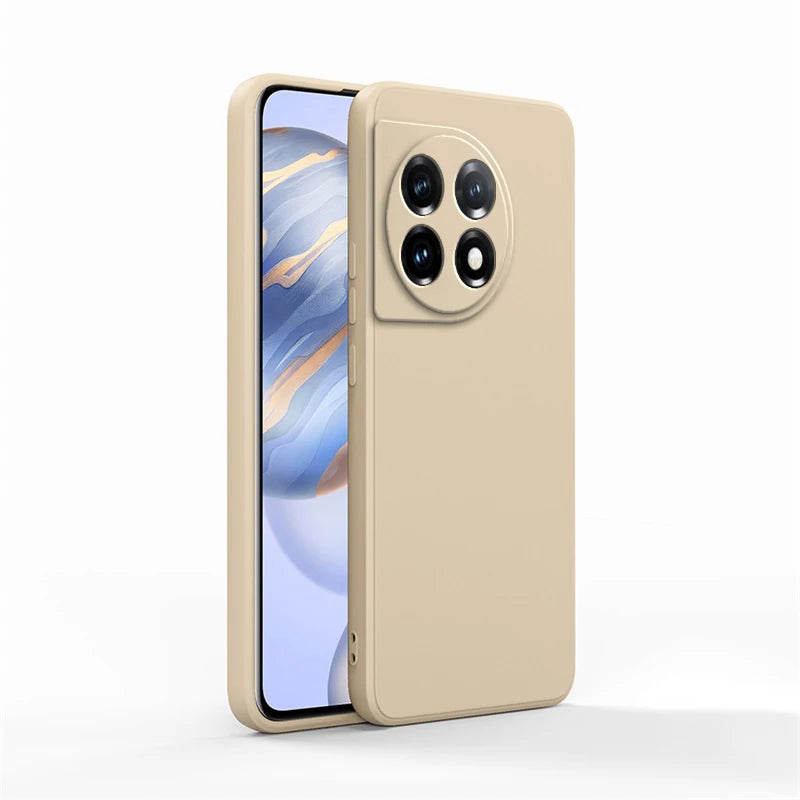 Soft Back Cover Phone Case for Oneplus 11 11R 5G Candy Color Liquid Silicone Funda Luxury Straight Edge Original Protect Housing