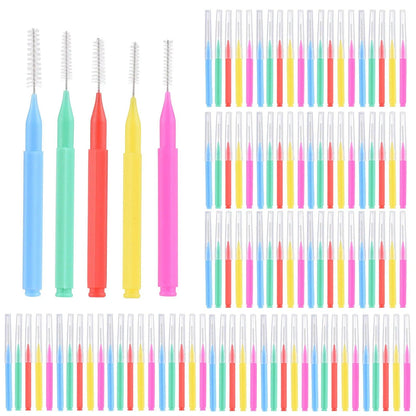 100pcs Interdental Brushes Dental Floss Toothpick Orthodontic Braces Brush Tooth Cleaning Tool Oral Care Tooth Cleaning Tool