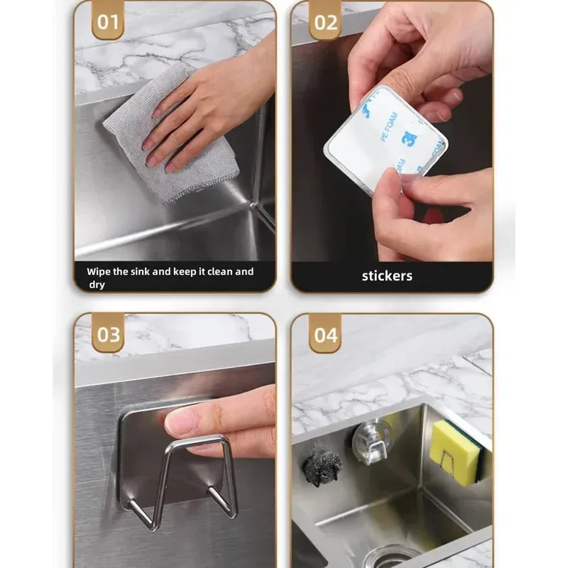 Stainless Steel Kitchen Sink Sponge Holder Organizer