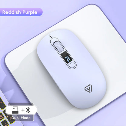 2.4G Bluetooth Wireless Mouse Mute Button Rechargeable 500mA Battery Laptop Office Computer Digital Display Battery Level 4 DPI