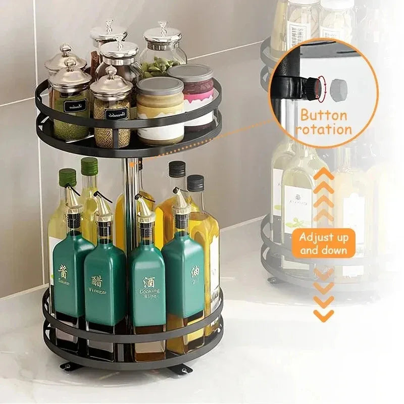 360° Rotating Kitchen Spice Storage Rack Organizer