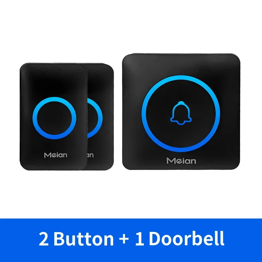 Meian Smart Home Doorbell Wireless Security Doorbell IP65 Waterproof Outdoor Door Bell 60 Songs 5 Volume Adjustable Chime Kit - Urbizia