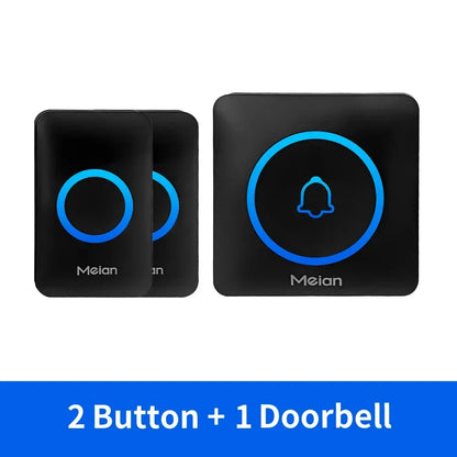 Meian Smart Home Doorbell Wireless Security Doorbell IP65 Waterproof Outdoor Door Bell 60 Songs 5 Volume Adjustable Chime Kit - Urbizia