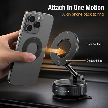 Upgraded Vacuum Magnetic Car Phone Holder, 360° Reinforced Ultra Suction Cup Phone Mount For Car, Travel, Gym, Table