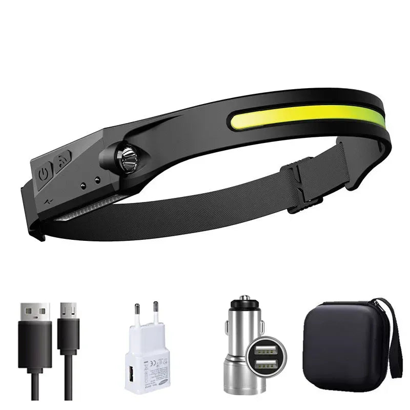 Rechargeable LED Sensor Headlamp with 5 Lighting Modes – Outdoor, Fishing - Urbizia