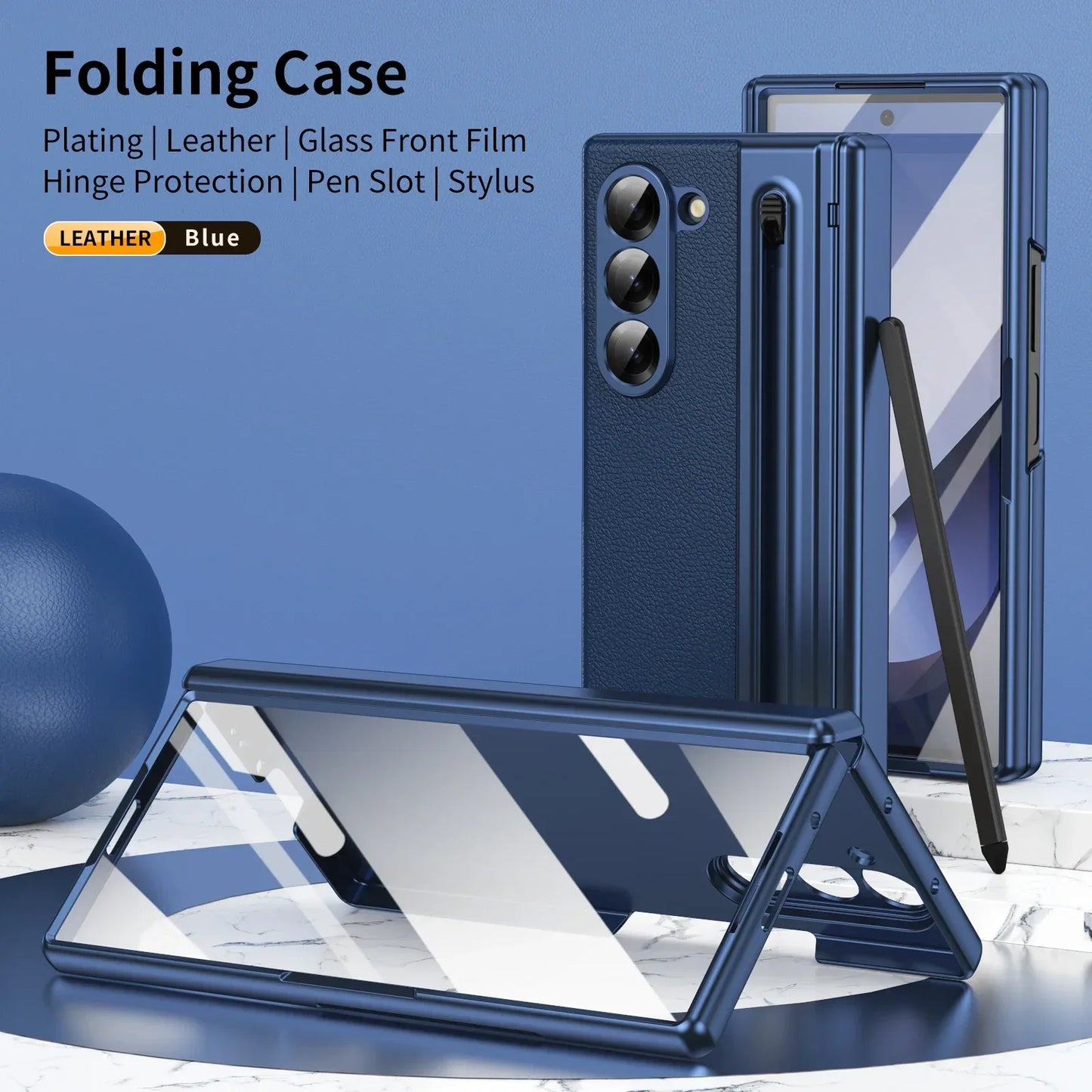 VIETAO Pink Leather Mobile Phone Cases For Samsung Galaxy Z Fold 7 Case With Pen, Full Protection Z Fold 6 Cover With Glass Film