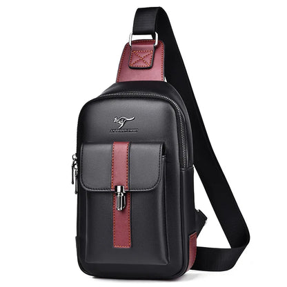 Brand Men's Leather Chest Bag Shoulder Bag Multi-function Cross Body Waterproof Travel Messenger Pack Handbag For Male Female