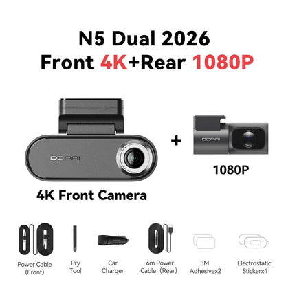 DDPAI N5 Dual 4K HDR Dash Cam Front Rear AI NightVIS Camera WiFi 6 GPS ADAS Voice Control 24H Parking Mode Car DVR