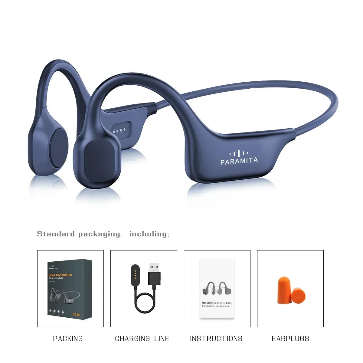2024 Classic DG08 Bone Conduction Headphone Wireless Bluetooth Headset with MIC BT 5.3 Waterproof for Sport Running Workouts - Urbizia