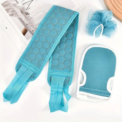 3Pcs/Set Body Cleaning Washcloth Bathroom Shower Ball Back Scrubber Set Exfoliating Skin Towel Bath Gloves Brush