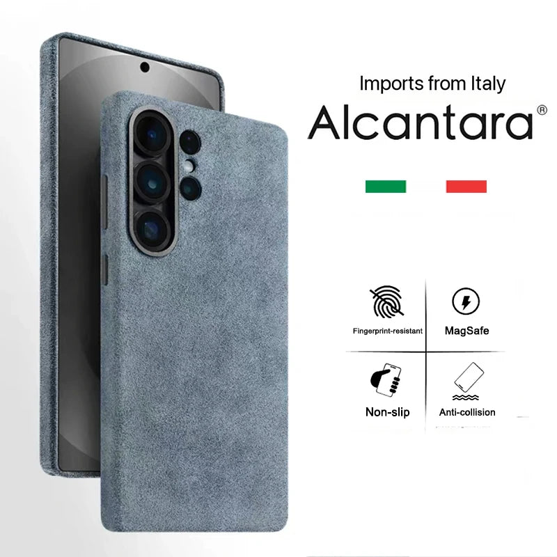 Italy Alcantara Case for Samsung Galaxy S26 Ultra Plus S26+ with Magsafe Luxury Leather Cover Magnetic Phone Back Cases