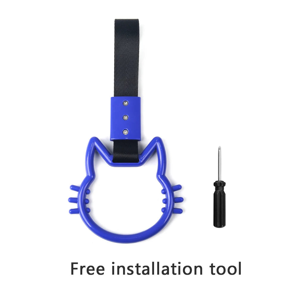 JDM Auto Accessories Cat Tsurikawa Ring Handle Hand Strap Loops Bumper Bus Car Drift Charm Warning Tag