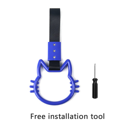 JDM Auto Accessories Cat Tsurikawa Ring Handle Hand Strap Loops Bumper Bus Car Drift Charm Warning Tag