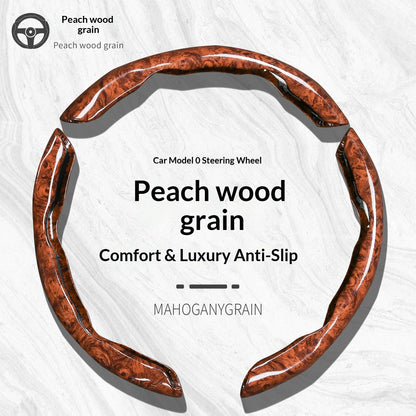 2pcs/3pcs Segmented Peach Wood Texture Universal Steering Wheel Cover Car Interior Accessories Practical Driving Tools Simple