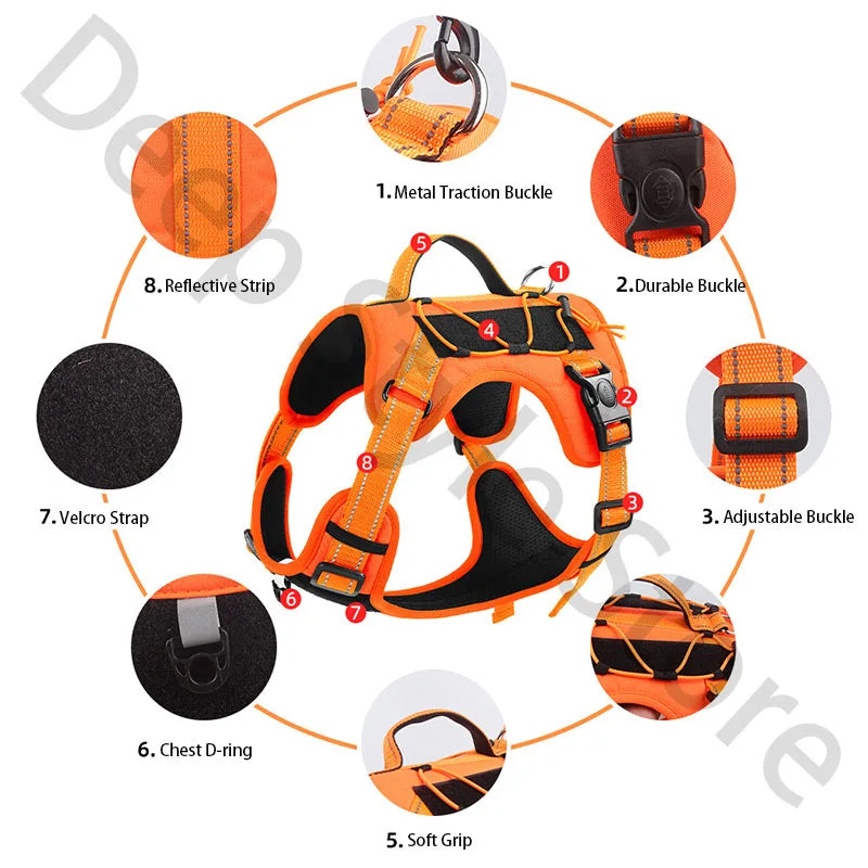 Reflective No-Pull Tactical Dog Harness