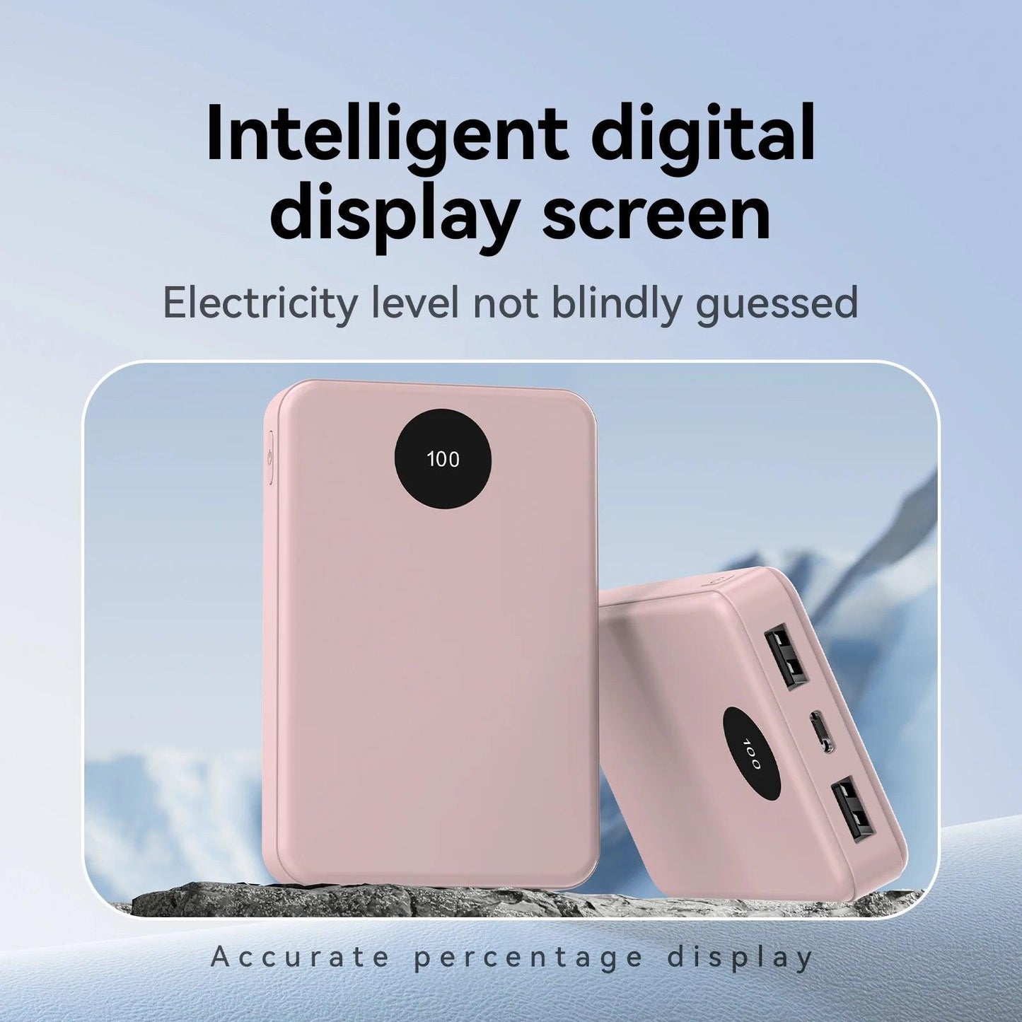 Portable Charger 10000mAh Power Bank, Dual USB Output & USB-C Input Output, Digital Screen Display External Battery for Cell Pho