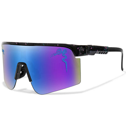 Men's Fashion Large Frame Cycling Sunglasses Fashionable Goggles with Random Dot Decoration for Outdoor Sports Hiking Fishing